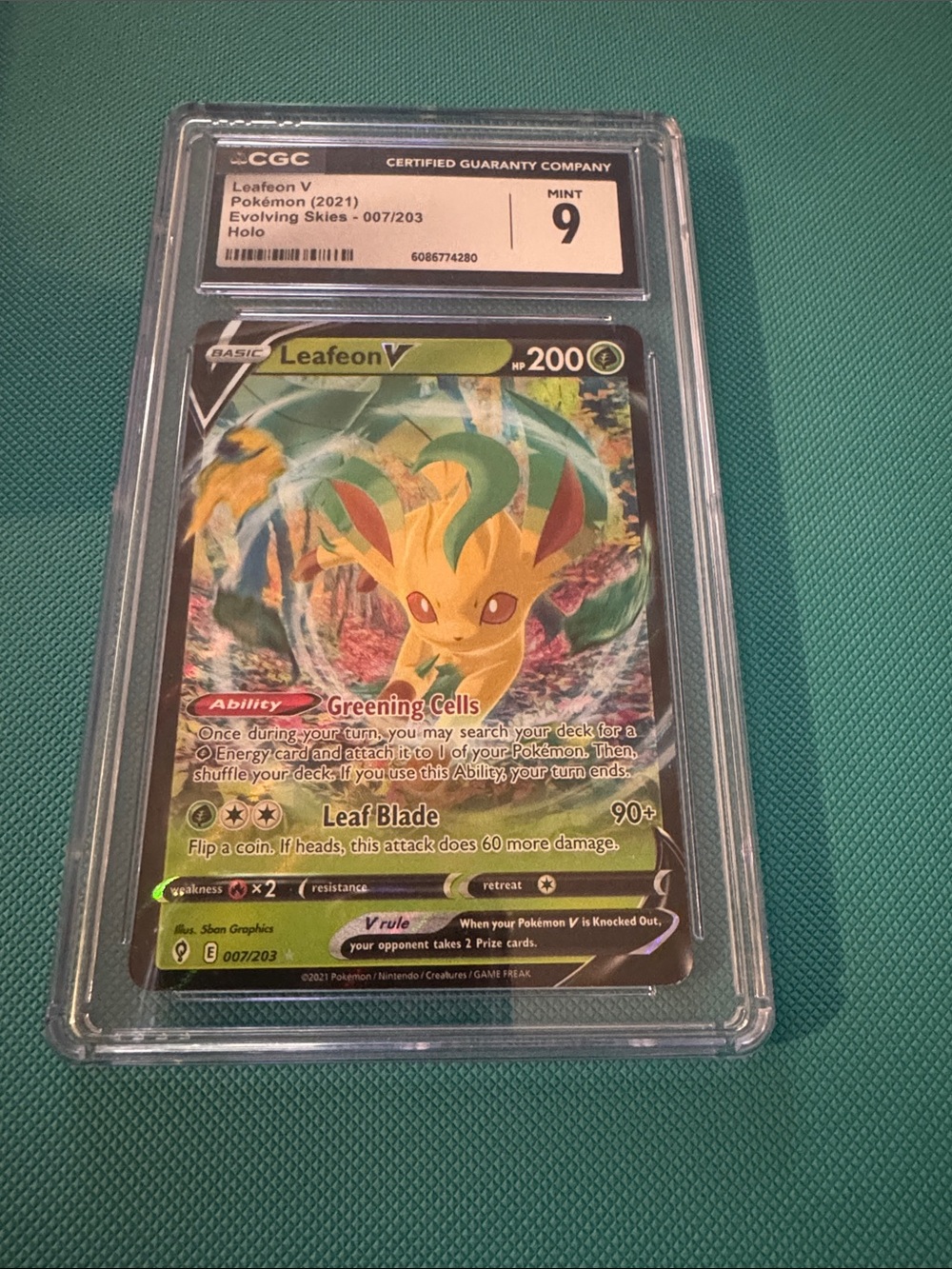 Leafeon V Holo Pokémon Card - Green and Yellow - CGC Mint 9
